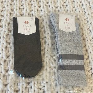 Tavi Grip Socks Dark Charcoal & Light Gray NEW